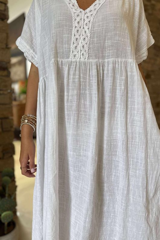 Made in Italy Kos Smock Dress White /14 =